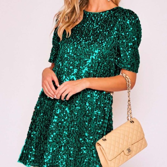 Zoe Green Sequin Dress - Picture 1 of 3